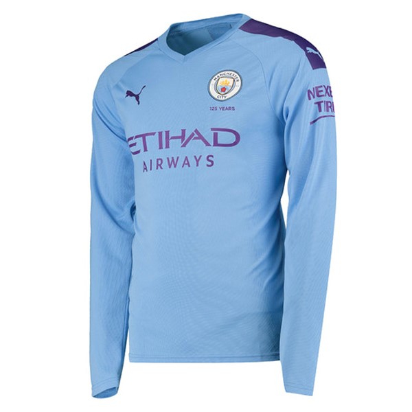 Camiseta Manchester City Primera equipo ML 2019-20 Azul